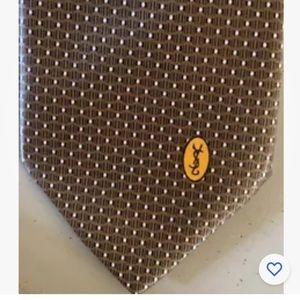 Yves Saint Laurent Elaborate Works Set Hand Made Silk Mens Designer Tie EUC.